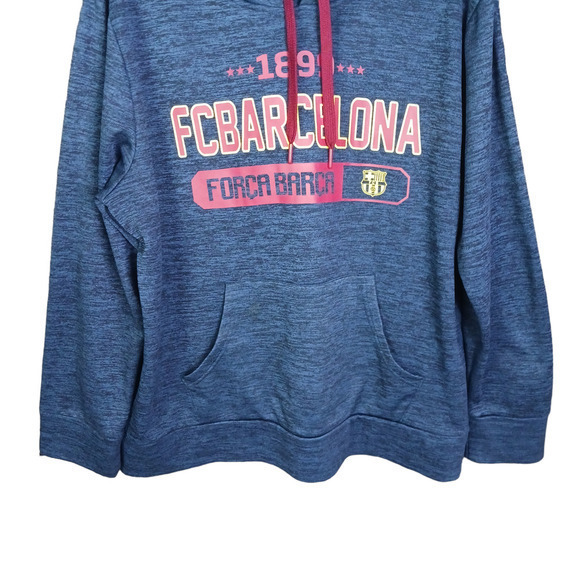FC Barcelona Hoodie Sweatshirt Mens Large Heather Blue Força Barça Official - Picture 5 of 11
